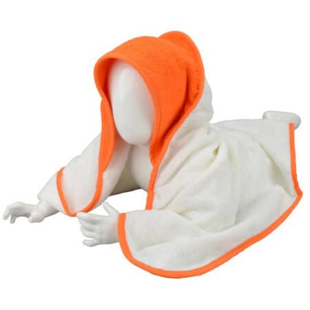 Superweiches Baby-Kapuzenhandtuch in White|Bright Orange|Bright Orange von A&R (Artnum: ARB032
