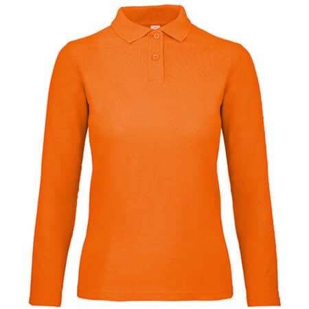 Basic Langarm-Poloshirt für Damen in Orange von B&C (Artnum: BCPWI13