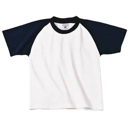 Modisches Baseball T-Shirt für Kinder in White|Navy von B&C (Artnum: BCTK350