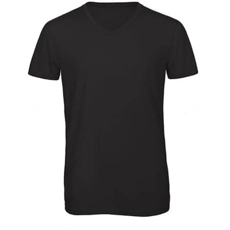 Herren Triblend T-Shirt mit V-Ausschnitt in Black von B&C (Artnum: BCTM057