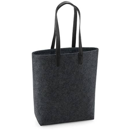 Premium Filz-Einkaufstasche mit 13 Litern Volumen in Charcoal Melange|Black von BagBase (Artnum: BG738