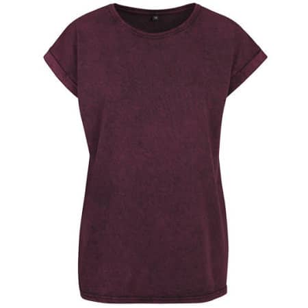 Modisches Acid Washed Damen T-Shirt in Berry Black von Build Your Brand (Artnum: BY053
