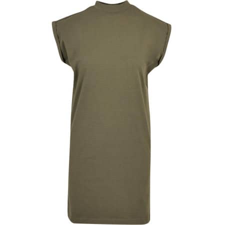 Modisches T-Shirt-Kleid mit überschnittenen Schultern in Olive von Build Your Brand (Artnum: BY101