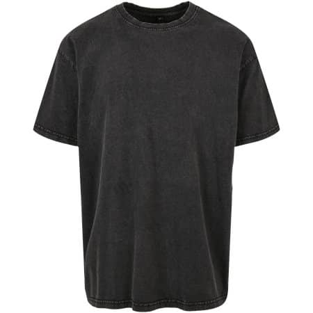 Schweres Acid Washed Herren T-Shirt im Oversized Stil in Black von Build Your Brand (Artnum: BY189