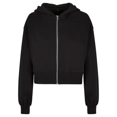 Ladies Short Oversized Zip Jacket in Black von Build Your Brand (Artnum: BY237