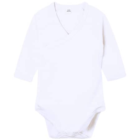 Kimono Langarm-Strampler aus Bio-Baumwolle in White von Babybugz (Artnum: BZ60