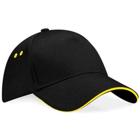 Sandwich-Cap mit Klettverschluss in Black|Yellow von Beechfield (Artnum: CB15C
