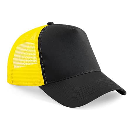 Trucker-Cap mit Kunststoffverschluss in Black|Yellow von Beechfield (Artnum: CB640