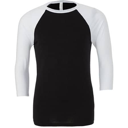 Unisex 3 / 4 Sleeve Baseball T-Shirt in Black|White von Canvas (Artnum: CV3200
