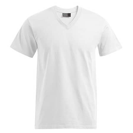 Premium Herren T-Shirt mit V-Ausschnitt in White von Promodoro (Artnum: E3025