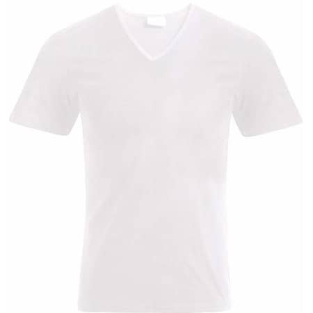 Men`s Slim Fit V-Neck-T in White von Promodoro (Artnum: E3082