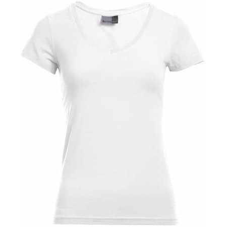 Women`s Slim Fit V-Neck-T in White von Promodoro (Artnum: E3086