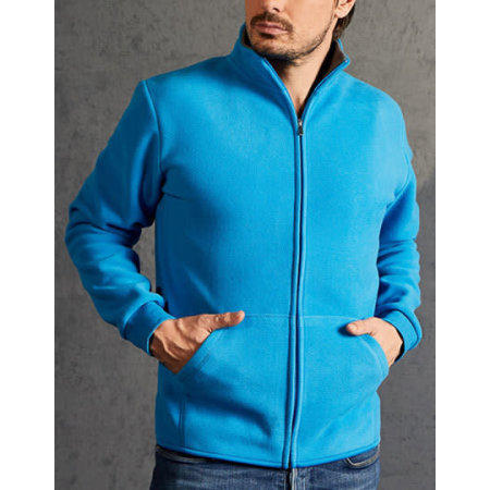 Men`s Double Fleece Jacket - 7971 in Turquoise|Light Grey (Solid) von Promodoro (Artnum: E7971