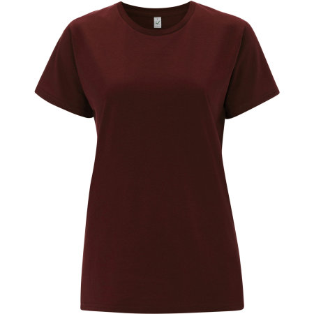 Nachhaltiges Classic Jersey Damen T-Shirt aus Bio-Baumwolle in Burgundy von EarthPositive (Artnum: EP02