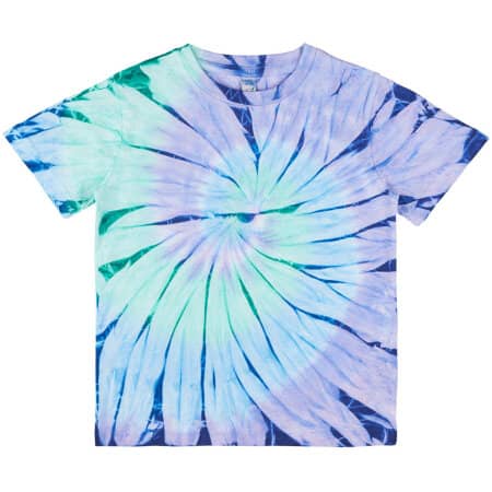 Fair produziertes Junior Classic T-Shirt aus nachhaltiger Bio-Baumwolle in Tie Dye Blue Green von EarthPositive (Artnum: EPJ01