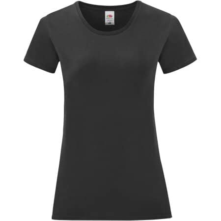 Klassisches Basic Damen T-Shirt Iconic in Black von Fruit of the Loom (Artnum: F131