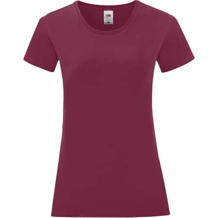 Klassisches Basic Damen T-Shirt Iconic in Burgundy von Fruit of the Loom (Artnum: F131