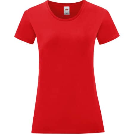 Klassisches Basic Damen T-Shirt Iconic in Red von Fruit of the Loom (Artnum: F131