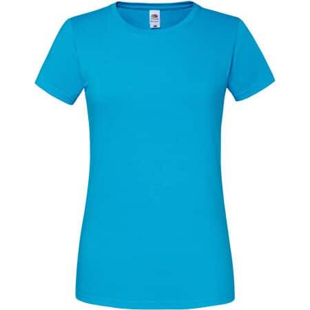 Klassisches Damen T-Shirt Iconic 195 in Azure Blue von Fruit of the Loom (Artnum: F186