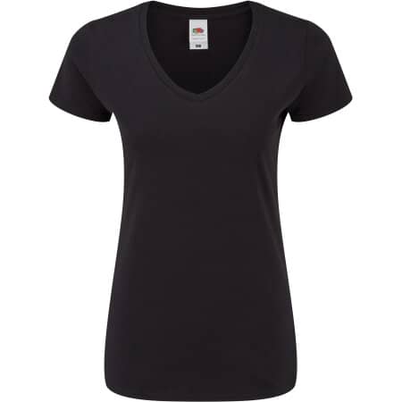 Basic V-Neck Damen T-Shirt Iconic 150 in Black von Fruit of the Loom (Artnum: F274