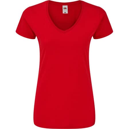 Basic V-Neck Damen T-Shirt Iconic 150 in Red von Fruit of the Loom (Artnum: F274