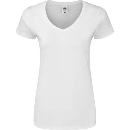Basic V-Neck Damen T-Shirt Iconic 150 in White von Fruit of the Loom (Artnum: F274