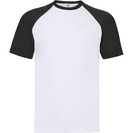 Herren T-Shirt im Baseball-Stil in White|Black von Fruit of the Loom (Artnum: F295