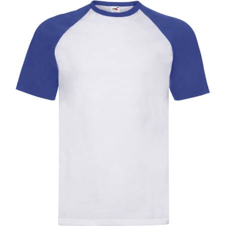 Herren T-Shirt im Baseball-Stil in White|Royal Blue von Fruit of the Loom (Artnum: F295