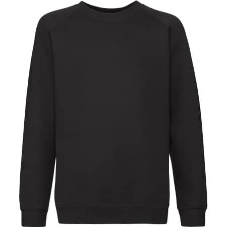 Kinder Basic Sweatshirt mit Raglanärmeln in Black von Fruit of the Loom (Artnum: F304K