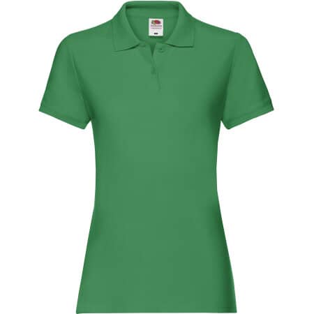 Premium Damen-Poloshirt mit Seitenschlitzen in Kelly Green von Fruit of the Loom (Artnum: F520
