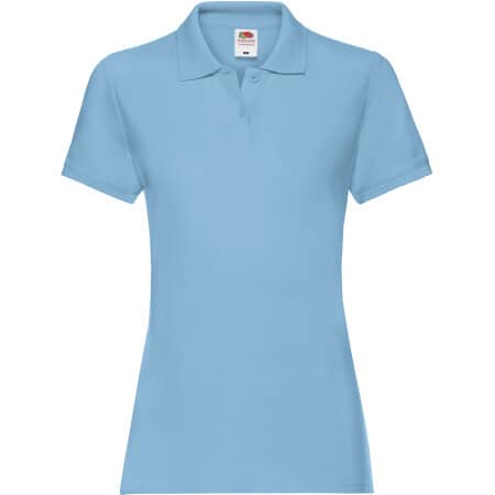 Premium Damen-Poloshirt mit Seitenschlitzen in Sky Blue von Fruit of the Loom (Artnum: F520