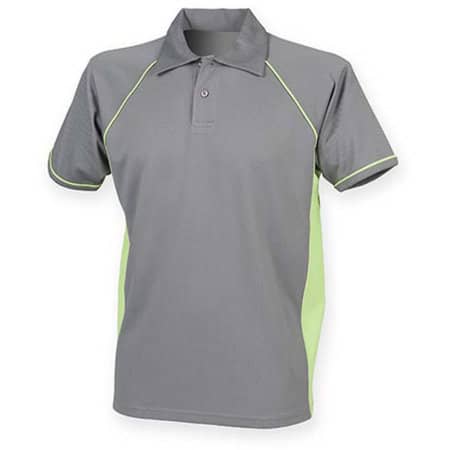 Men`s Piped Performance Polo in Gunmetal Grey|Lime|Lime von Finden+Hales (Artnum: FH370