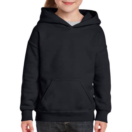 Schwerer flauschiger Kinder-Hoodie in Black von Gildan (Artnum: G18500K