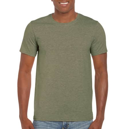 Strapazierfähiges weiches Herren T-Shirt in Heather Military Green von Gildan (Artnum: G64000