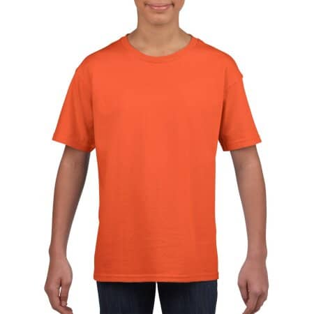 Strapazierfähiges weiches Jugend T-Shirt in Orange von Gildan (Artnum: G64000K