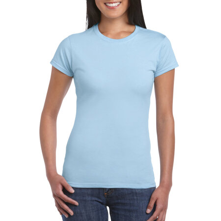 Strapazierfähiges weiches Damen T-Shirt in Light Blue von Gildan (Artnum: G64000L