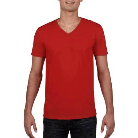 Softstyle® V-Neck T-Shirt in Red von Gildan (Artnum: G64V00