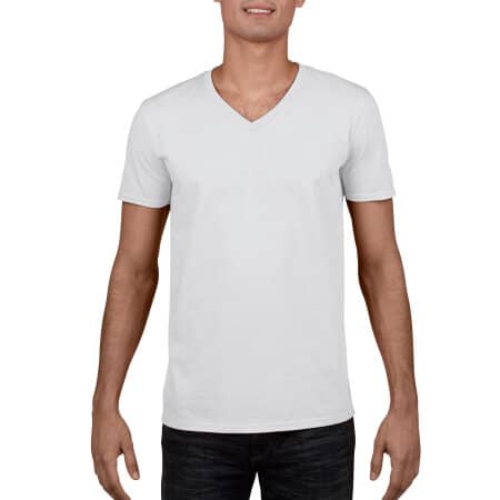Softstyle® V-Neck T-Shirt in White von Gildan (Artnum: G64V00