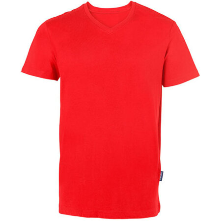 Premium V-Neck Herren Bio T-Shirt in Red von HRM (Artnum: HRM102