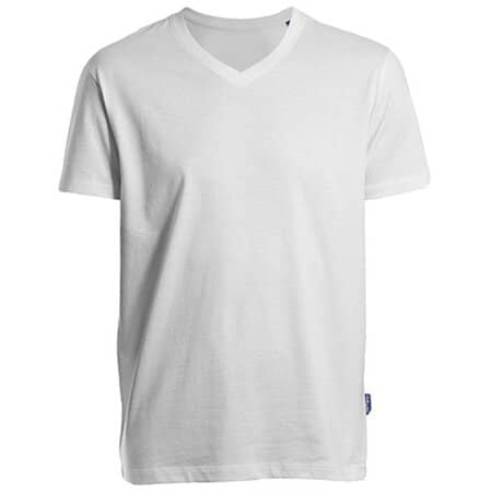 Premium V-Neck Herren Bio T-Shirt in White von HRM (Artnum: HRM102