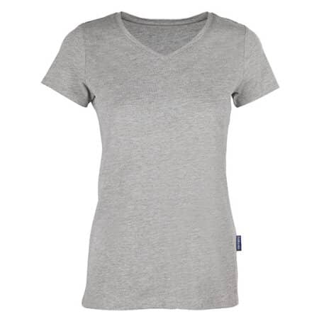 Premium V-Neck Damen Bio T-Shirt in Grey Melange von HRM (Artnum: HRM202