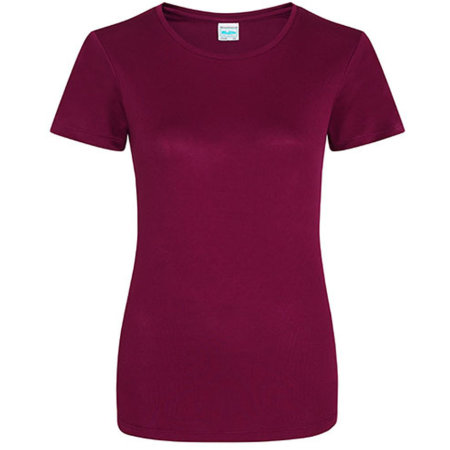 Funktionales Slim Fit Damen T-Shirt in Burgundy von Just Cool (Artnum: JC005