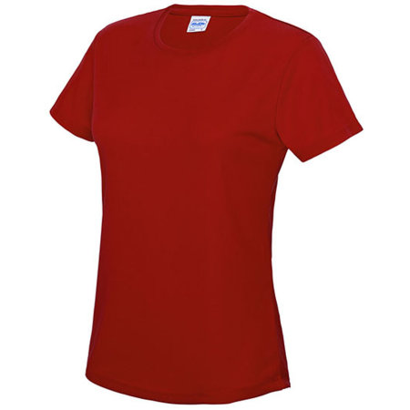 Funktionales Slim Fit Damen T-Shirt in Fire Red von Just Cool (Artnum: JC005