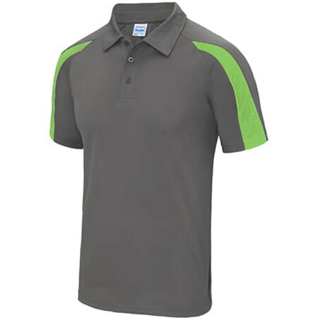 Contrast Cool Polo in Charcoal (Solid)|Lime Green von Just Cool (Artnum: JC043