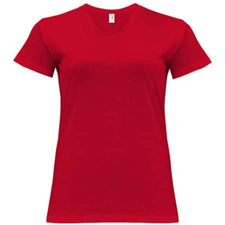 Curves T-Shirt V-Neck Lady in Red von JHK (Artnum: JHK604