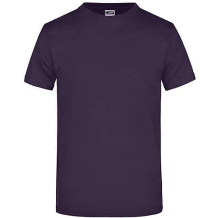 Schweres Herren Komfort T-Shirt in Aubergine von James+Nicholson (Artnum: JN002