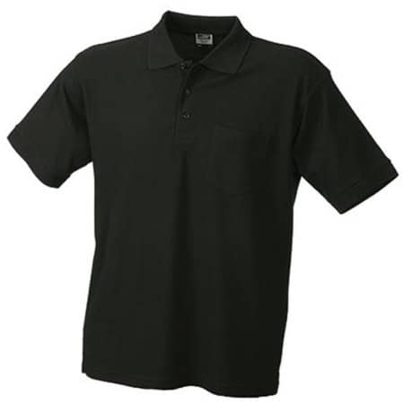Herren-Poloshirt mit Brusttasche in Black von James+Nicholson (Artnum: JN026