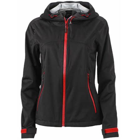 Ladies` Outdoor Jacket in Black|Red von James+Nicholson (Artnum: JN1097