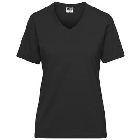 Workwear Damen T-Shirt aus Bio-Baumwolle in Black von James+Nicholson (Artnum: JN1807