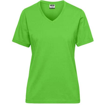 Workwear Damen T-Shirt aus Bio-Baumwolle in Lime Green von James+Nicholson (Artnum: JN1807